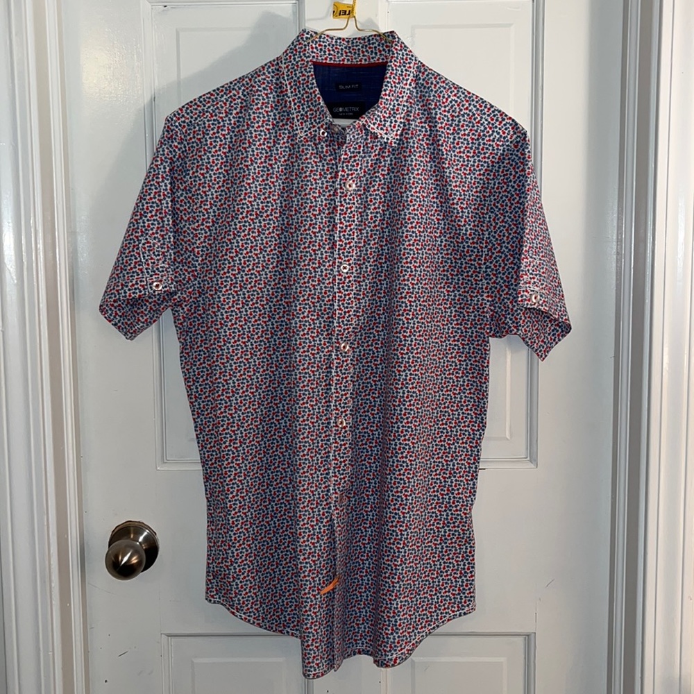 Geometrix Mens L Button Down Slim Fit